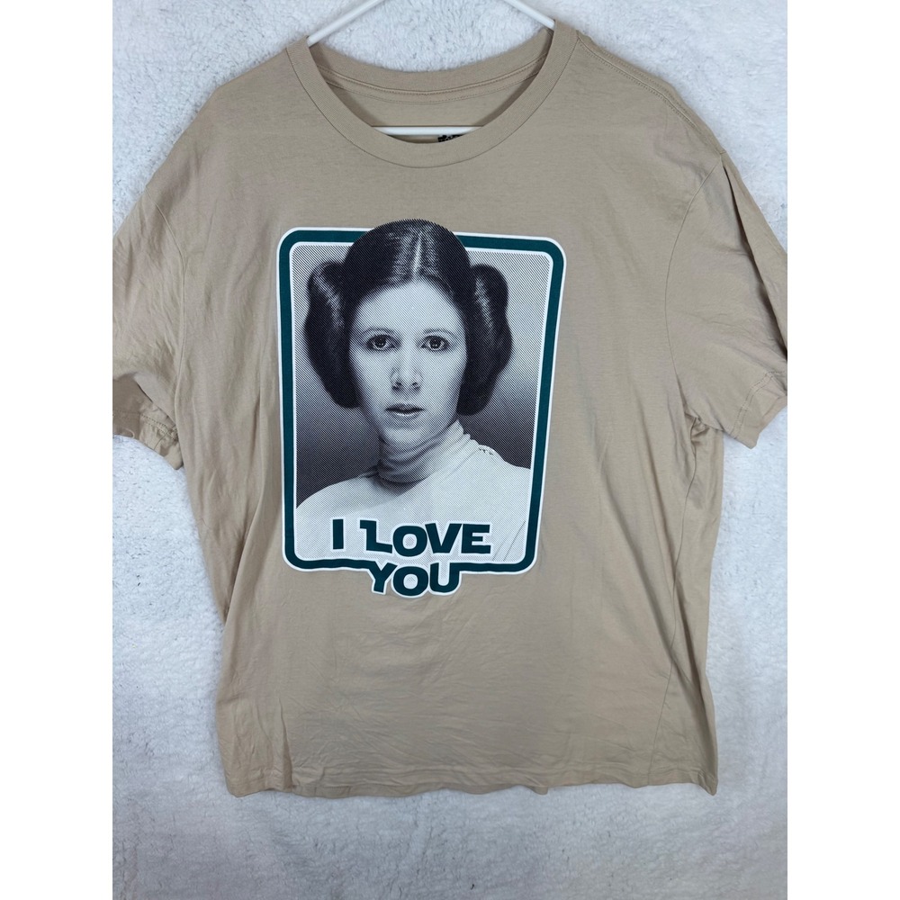 Star Wars Princess Leia I‎ Love You Graphic T Shirt Beige Movie Tee